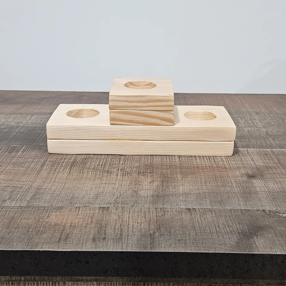 Simple Rustic Wooden Candle Holder - Picture 1 of 8